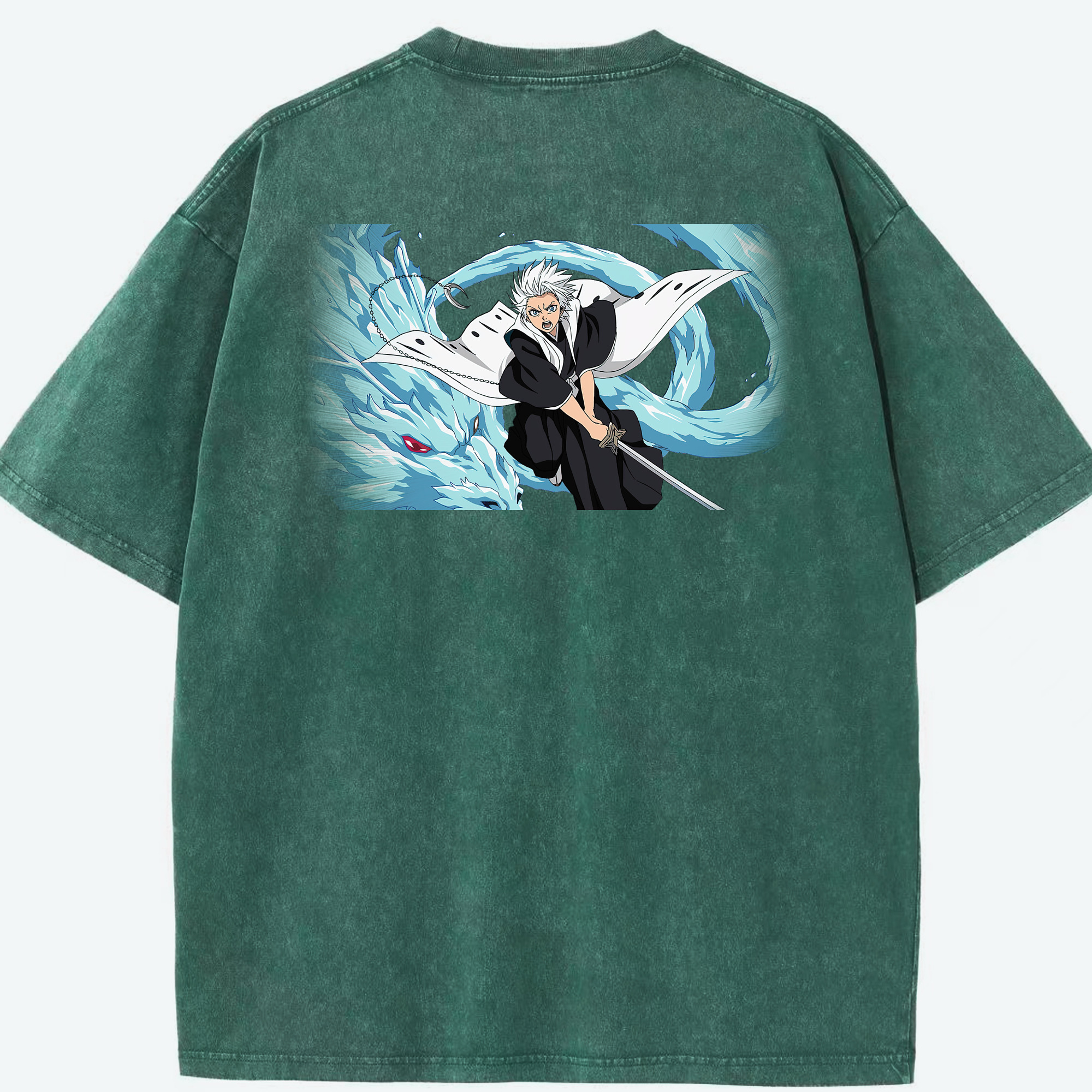 （画像用） ブリーチ 日番谷冬獅郎（ひつがや とうしろう） BLEACH Hitsugaya Toushirou 綿100% ヴィンテージ風 半袖Tシャツ（背面プリント）